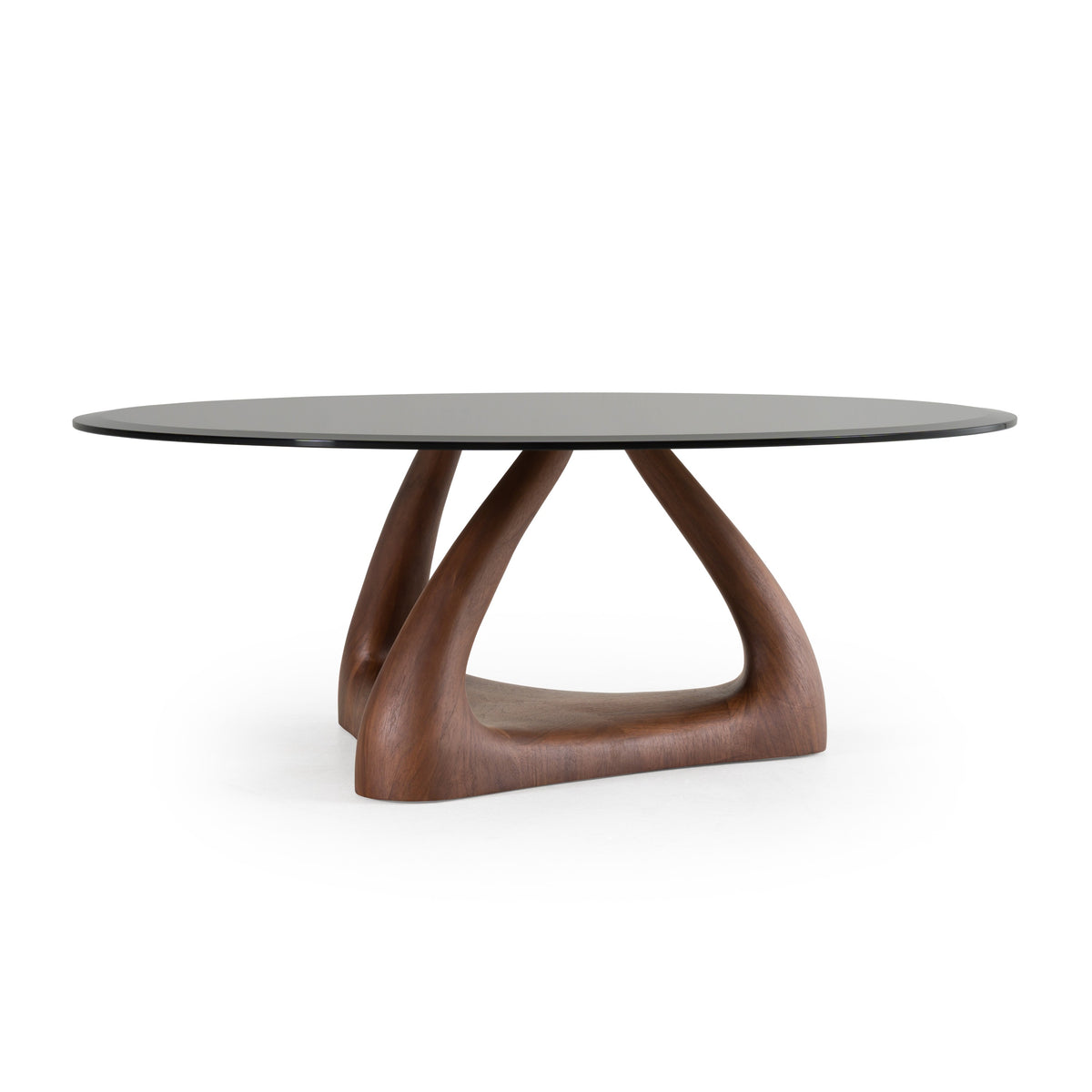Christy - Mid-Century Modern Grey Glass + Walnut Round Coffee Table by VIG Furniture - View 1