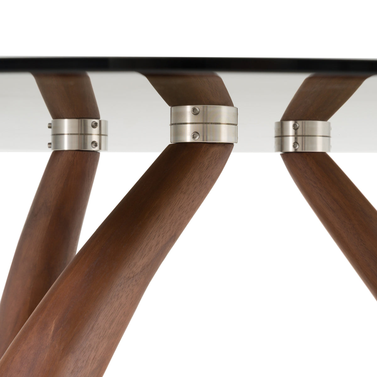 Christy - Mid-Century Modern Grey Glass + Walnut Round Coffee Table by VIG Furniture - View 4
