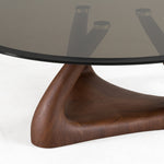 Christy - Mid-Century Modern Grey Glass + Walnut Round Coffee Table by VIG Furniture - View 6