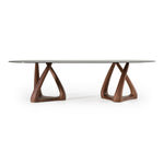 Christy - Mid-Century Modern Grey Glass + Walnut Oval Dining Table by VIG Furniture - View 1