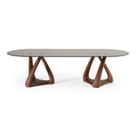 Christy - Mid-Century Modern Grey Glass + Walnut Oval Dining Table by VIG Furniture - View 3