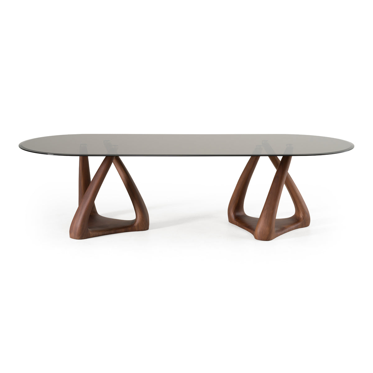 Christy - Mid-Century Modern Grey Glass + Walnut Oval Dining Table by VIG Furniture - View 3