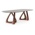Christy - Mid-Century Modern Grey Glass + Walnut Oval Dining Table by VIG Furniture - View 2