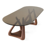 Christy - Mid-Century Modern Grey Glass + Walnut Oval Dining Table by VIG Furniture - View 5