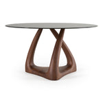 Christy - Mid-Century Modern Grey Glass + Walnut Round Dining Table by VIG Furniture - View 1