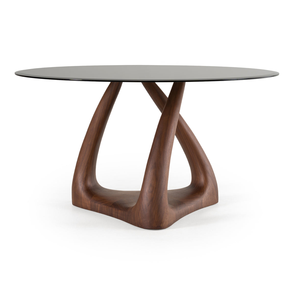 Christy - Mid-Century Modern Grey Glass + Walnut Round Dining Table by VIG Furniture - View 1