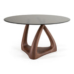 Christy - Mid-Century Modern Grey Glass + Walnut Round Dining Table by VIG Furniture - View 2