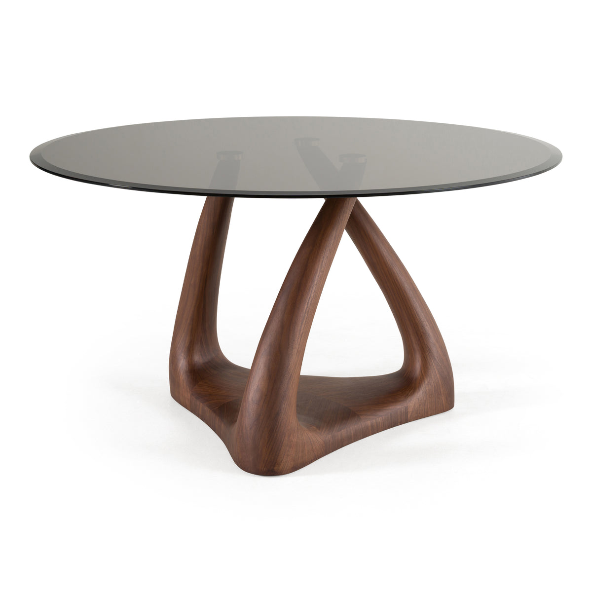 Christy - Mid-Century Modern Grey Glass + Walnut Round Dining Table by VIG Furniture - View 2
