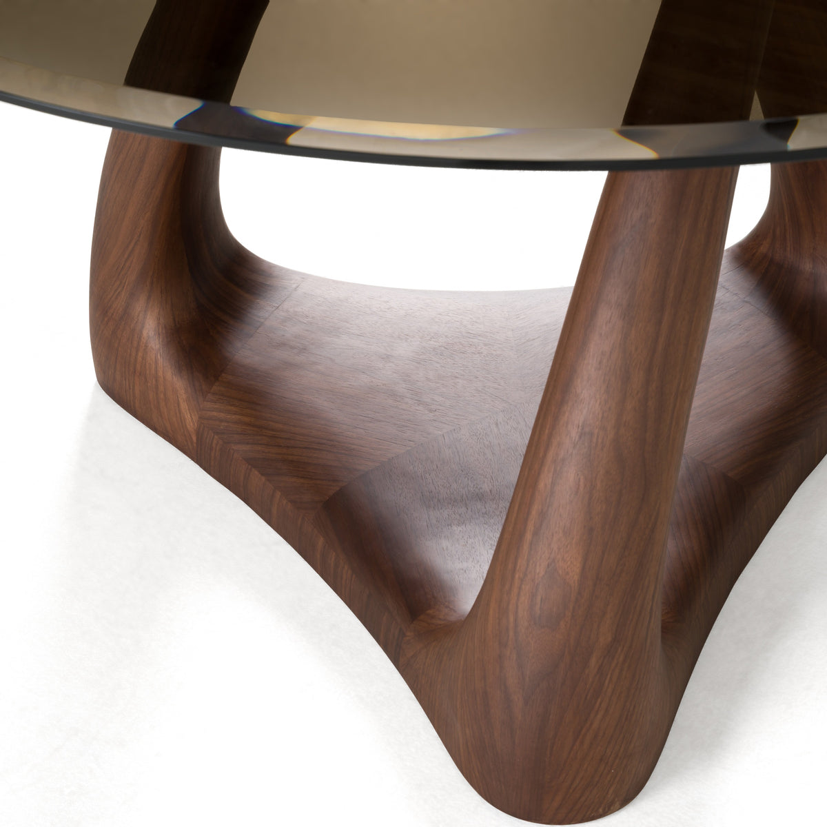 Christy - Mid-Century Modern Grey Glass + Walnut Round Dining Table by VIG Furniture - View 4