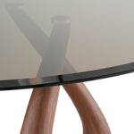Christy - Mid-Century Modern Grey Glass + Walnut Round Dining Table by VIG Furniture - View 5