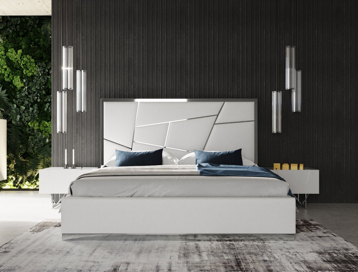 Eastern King Chrysler Modern White 4-Piece Bedroom Set