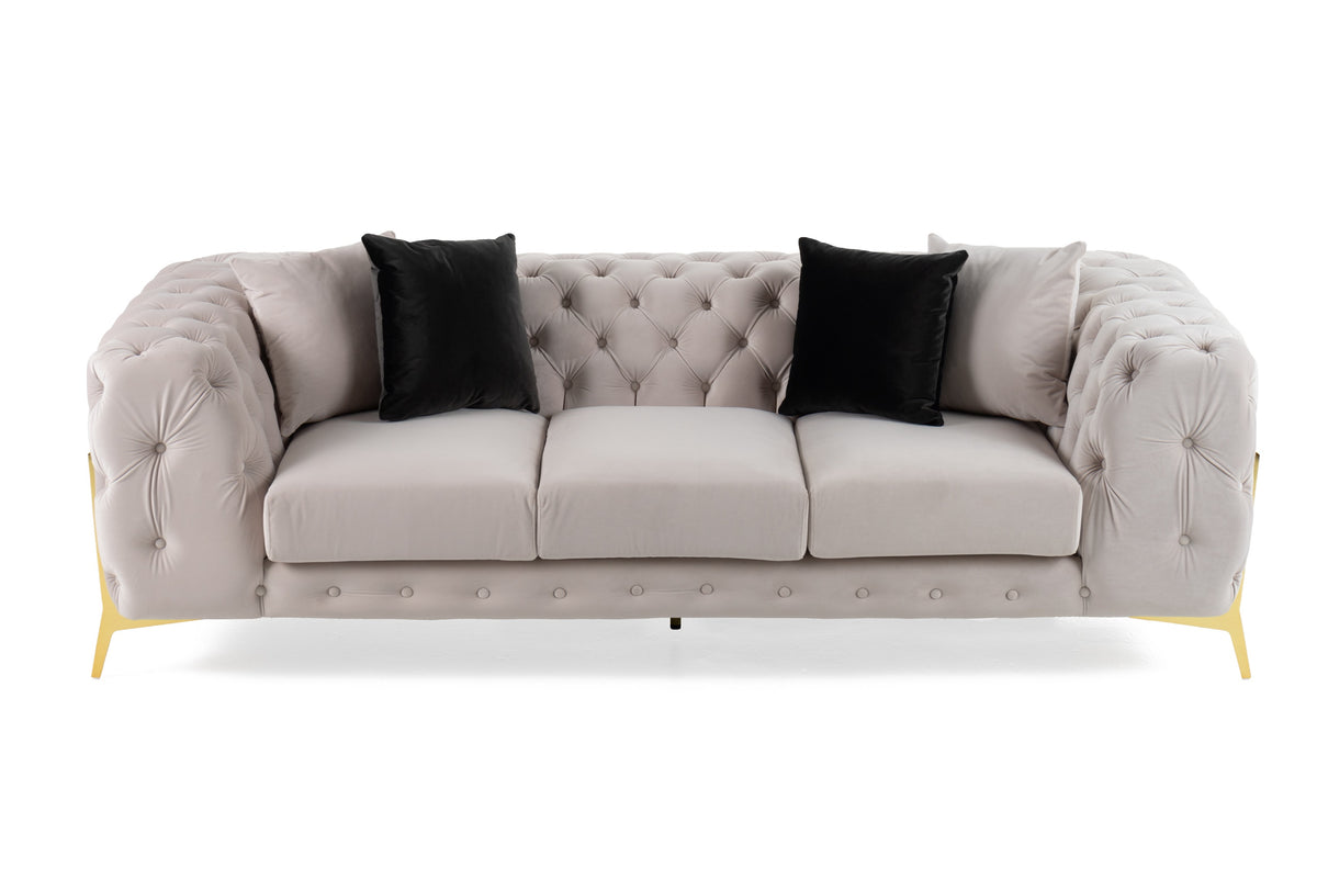Clarice - Transitional Light Beige Velvet Sofa by VIG Furniture - View 2