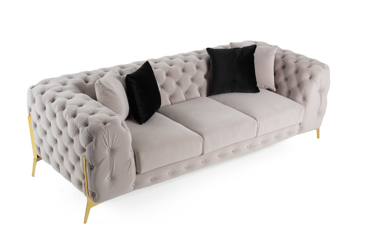 Clarice - Transitional Light Beige Velvet Sofa by VIG Furniture - View 3