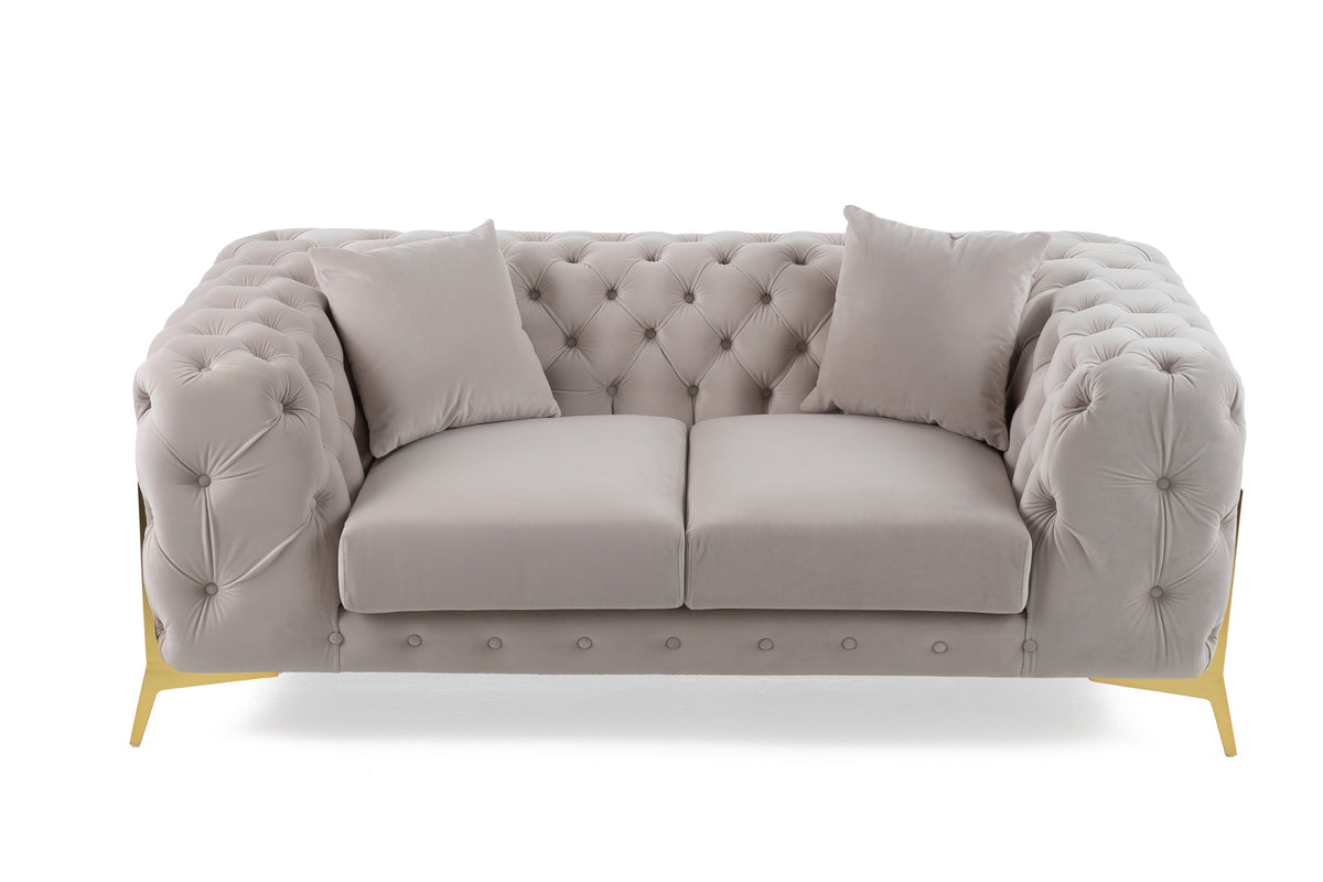 Clarice - Transitional Light Beige Velvet Loveseat by VIG Furniture - View 2
