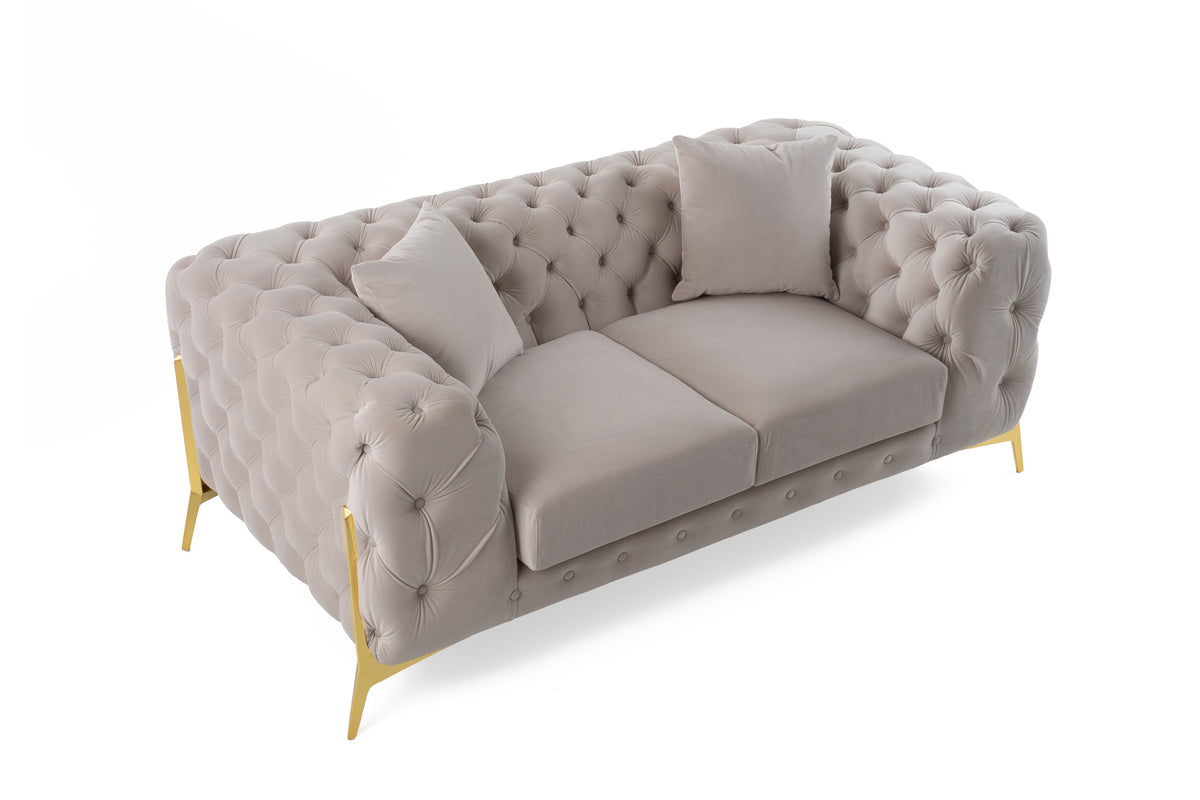 Clarice - Transitional Light Beige Velvet Loveseat by VIG Furniture - View 3