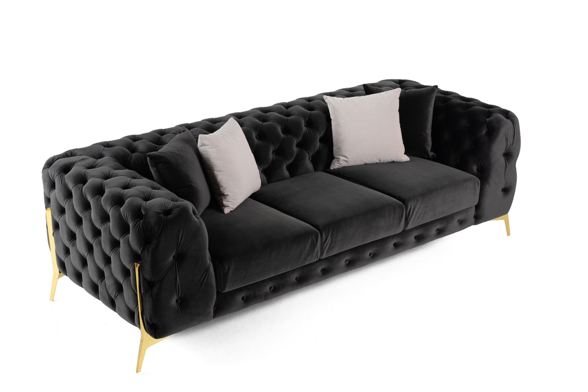 Clarice - Transitional Black Velvet Sofa by VIG Furniture - View 3