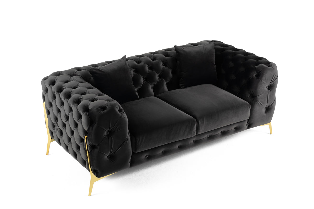 Clarice - Transitional Black Velvet Loveseat by VIG Furniture - View 3