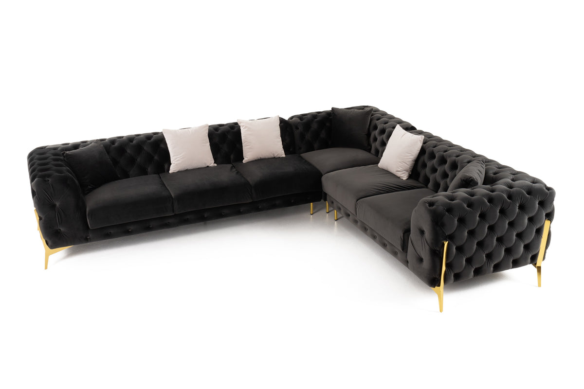 Clarice - Transitional Black Velvet Sectional Sofa by VIG Furniture - View 2