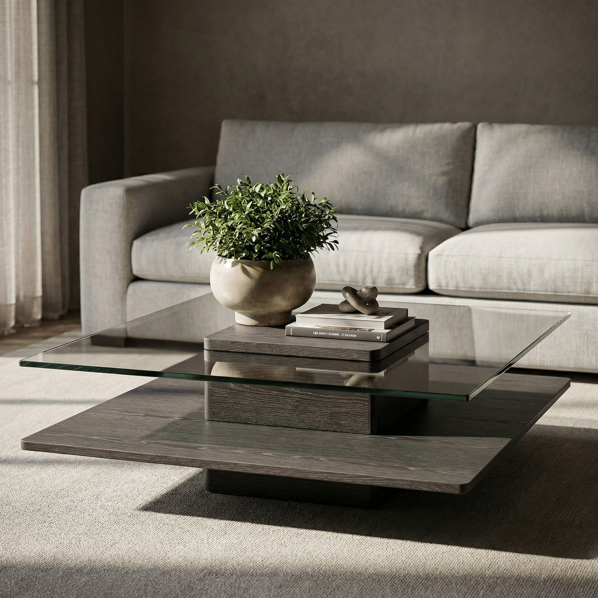 Clarion Modern Grey Elm & Glass Coffee Table by VIG Furniture - View 5