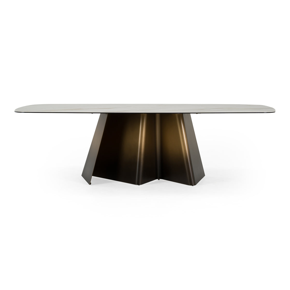 Clifford - Contemporary White Ceramic + Brushed Bronze Dining Table by VIG Furniture - View 1