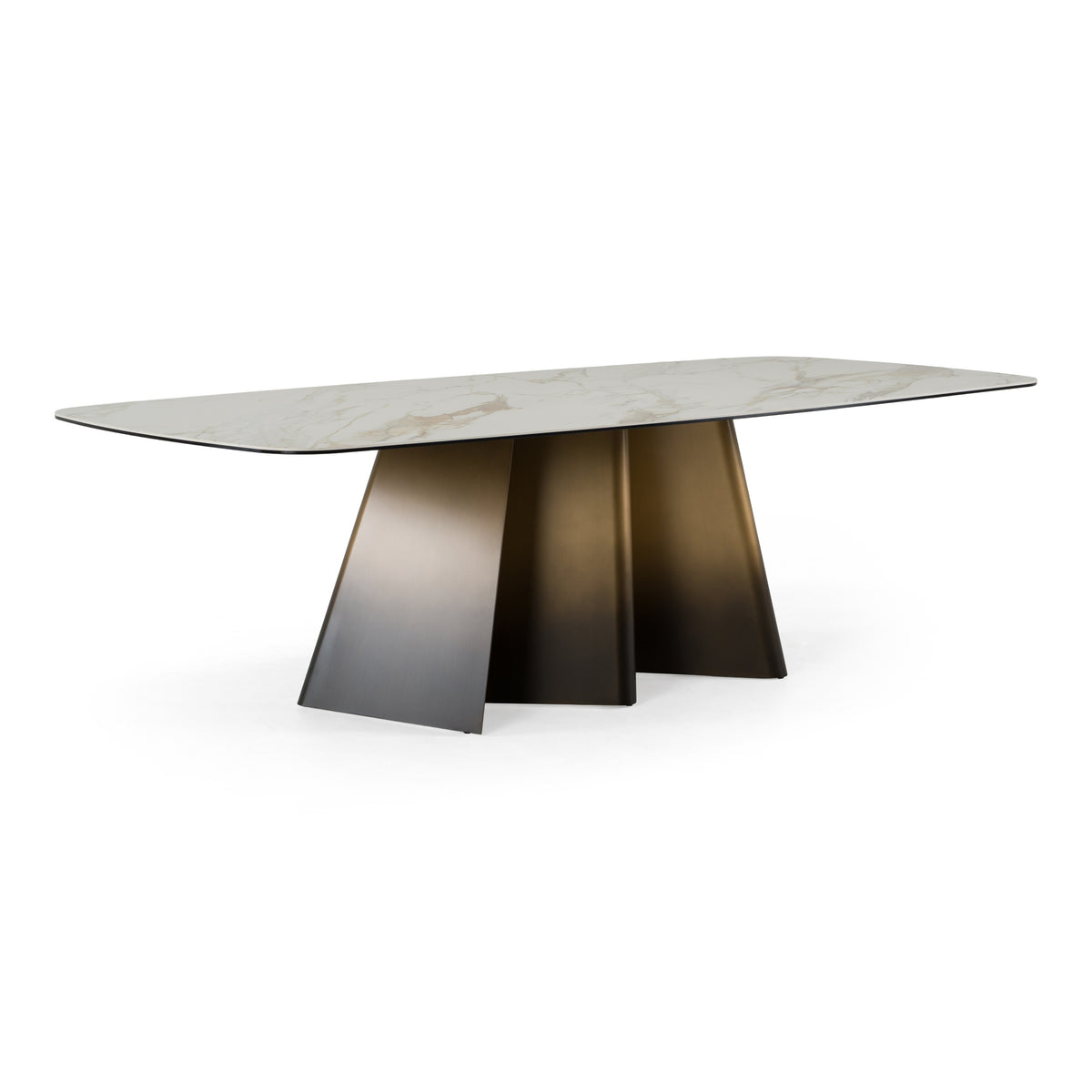 Clifford - Contemporary White Ceramic + Brushed Bronze Dining Table by VIG Furniture - View 4