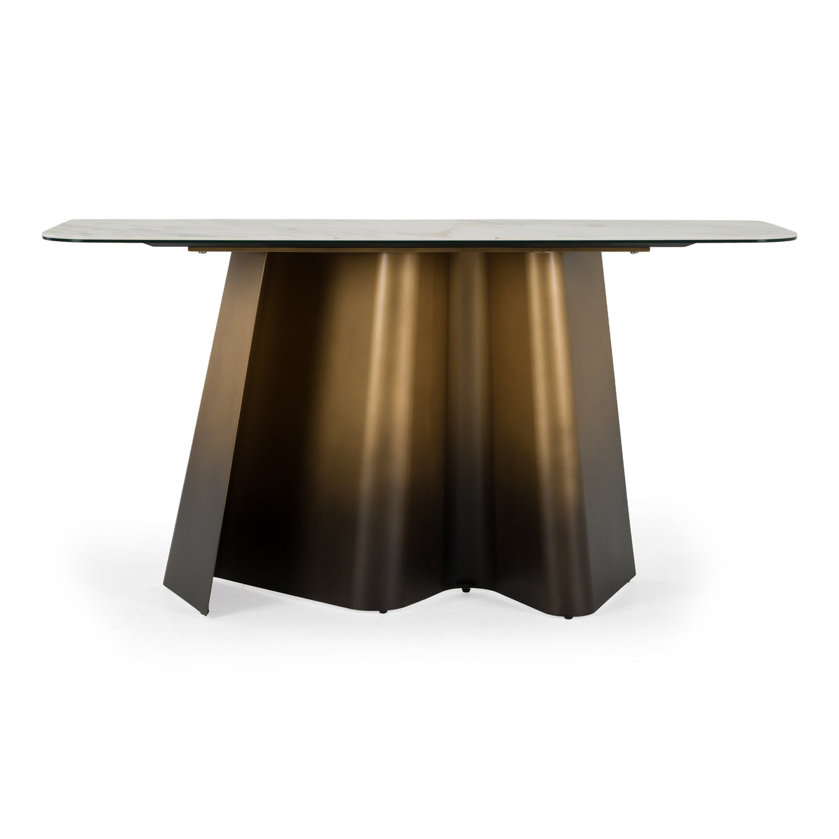 Clifford - Contemporary White Ceramic + Brushed Bronze Console Table by VIG Furniture - View 1