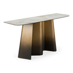 Clifford - Contemporary White Ceramic + Brushed Bronze Console Table by VIG Furniture - View 4