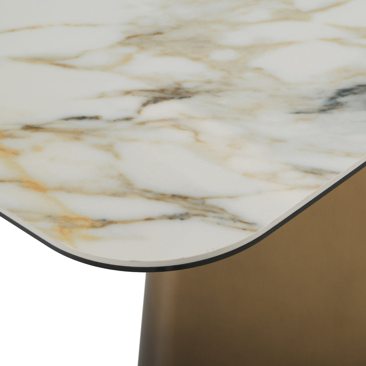 Clifford - Contemporary White Ceramic + Brushed Bronze Console Table by VIG Furniture - View 8