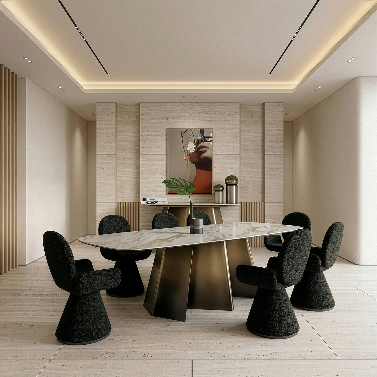 Clifford - Contemporary White Ceramic + Brushed Bronze Dining Table by VIG Furniture - View 10