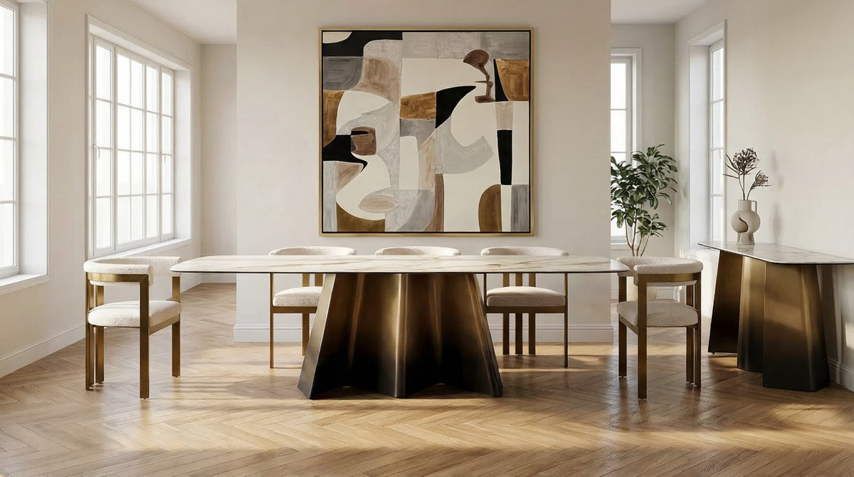 Clifford - Contemporary White Ceramic + Brushed Bronze Dining Table by VIG Furniture - View 8