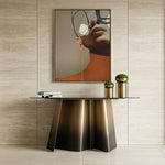 Clifford - Contemporary White Ceramic + Brushed Bronze Console Table by VIG Furniture - View 9