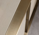 Eastern King Cartier - Modern Beige Velvet + Brushed Brass 4-Piece Bedroom Set