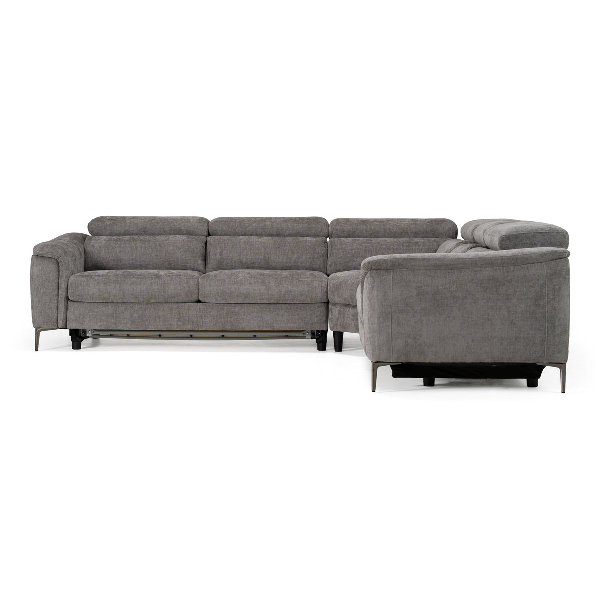 Coffman - Modern Grey Fabric Sectional Sofa w/ Sofa Bed + Recliner by VIG Furniture - View 2