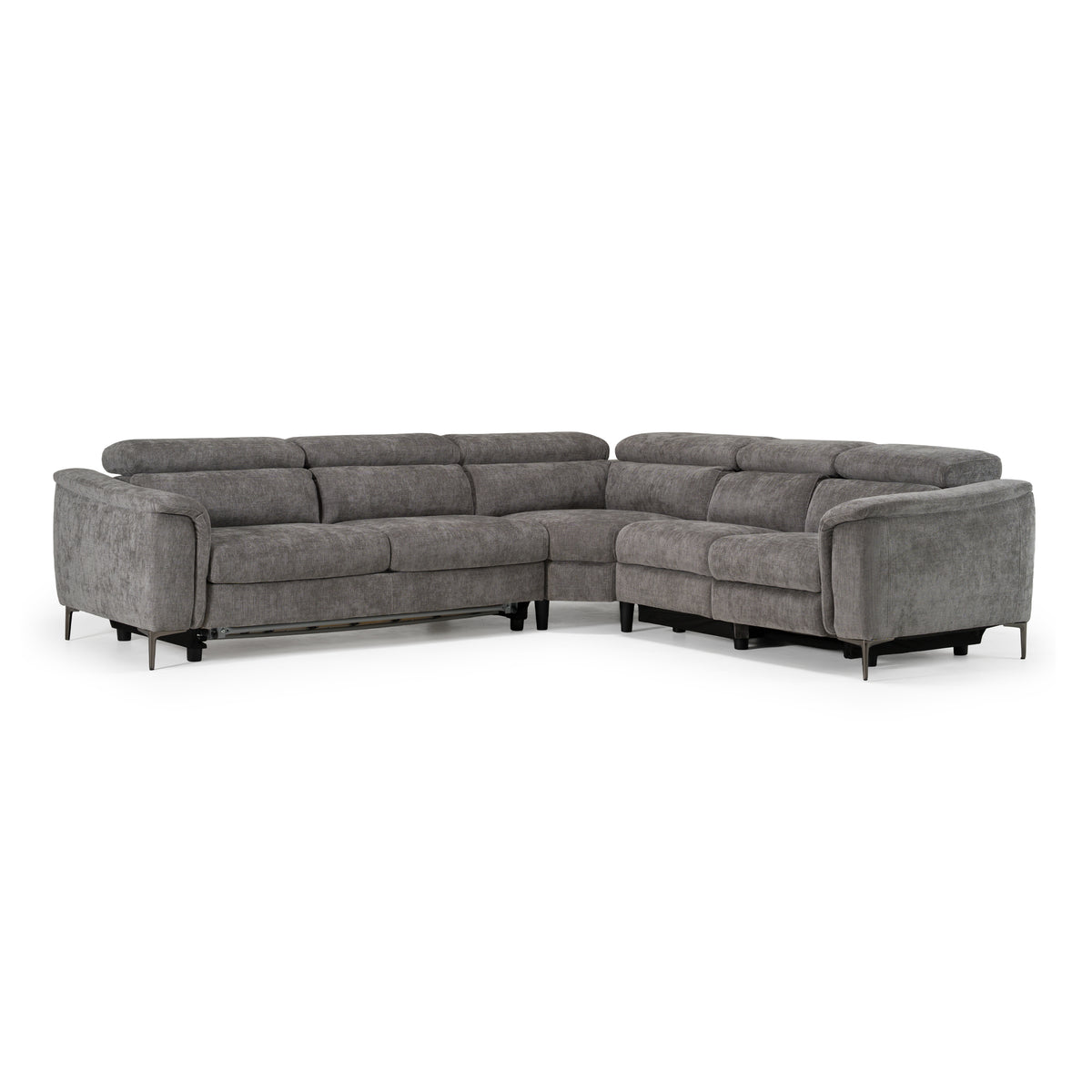 Coffman - Modern Grey Fabric Sectional Sofa w/ Sofa Bed + Recliner by VIG Furniture - View 1