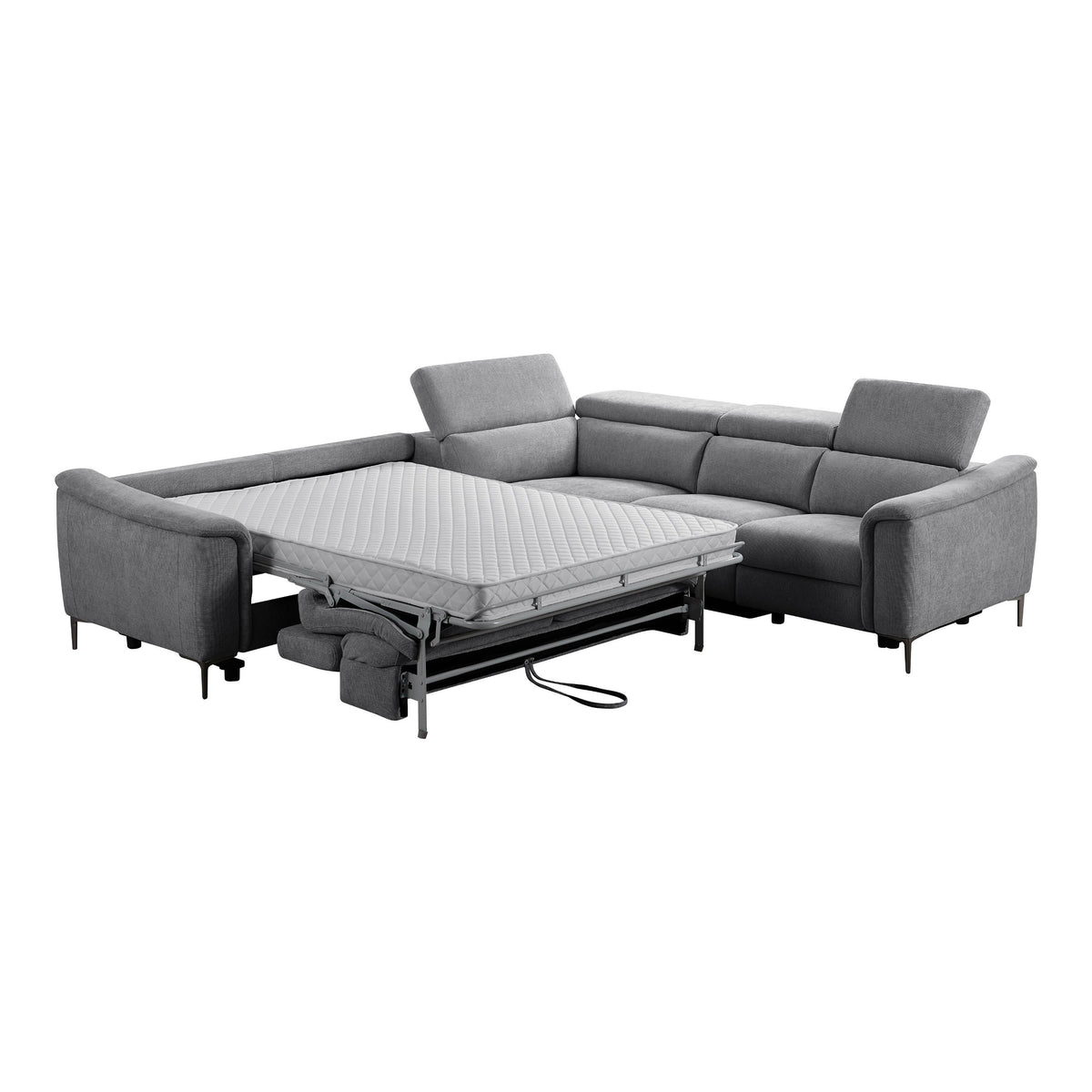 Coffman - Modern Grey Fabric Sectional Sofa w/ Sofa Bed + Recliner by VIG Furniture - View 9