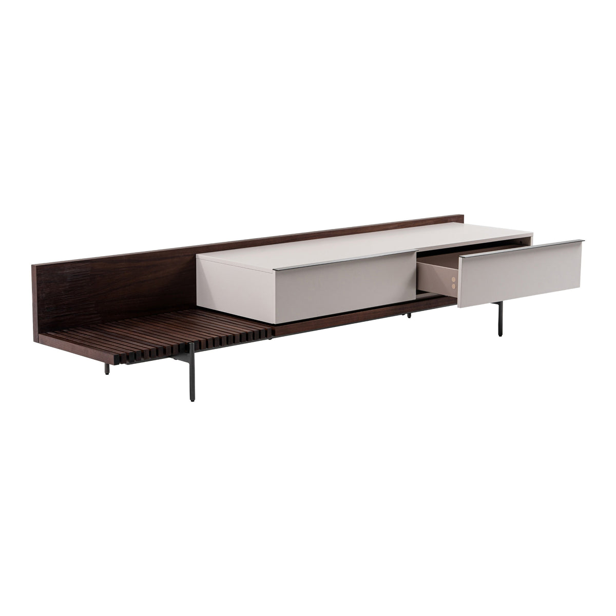 Colima - Modern Matte Beige + Walnut TV Stand by VIG Furniture - View 11