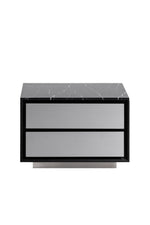 Concord - Modern Black Marble + Black Ash + Aluminum Nightstand by VIG Furniture - View 2