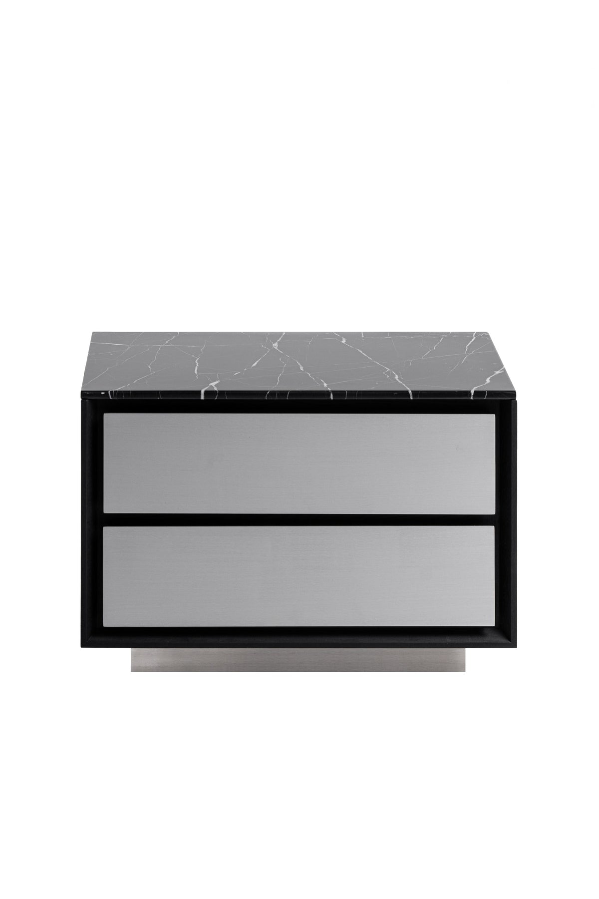 Concord - Modern Black Marble + Black Ash + Aluminum Nightstand by VIG Furniture - View 2