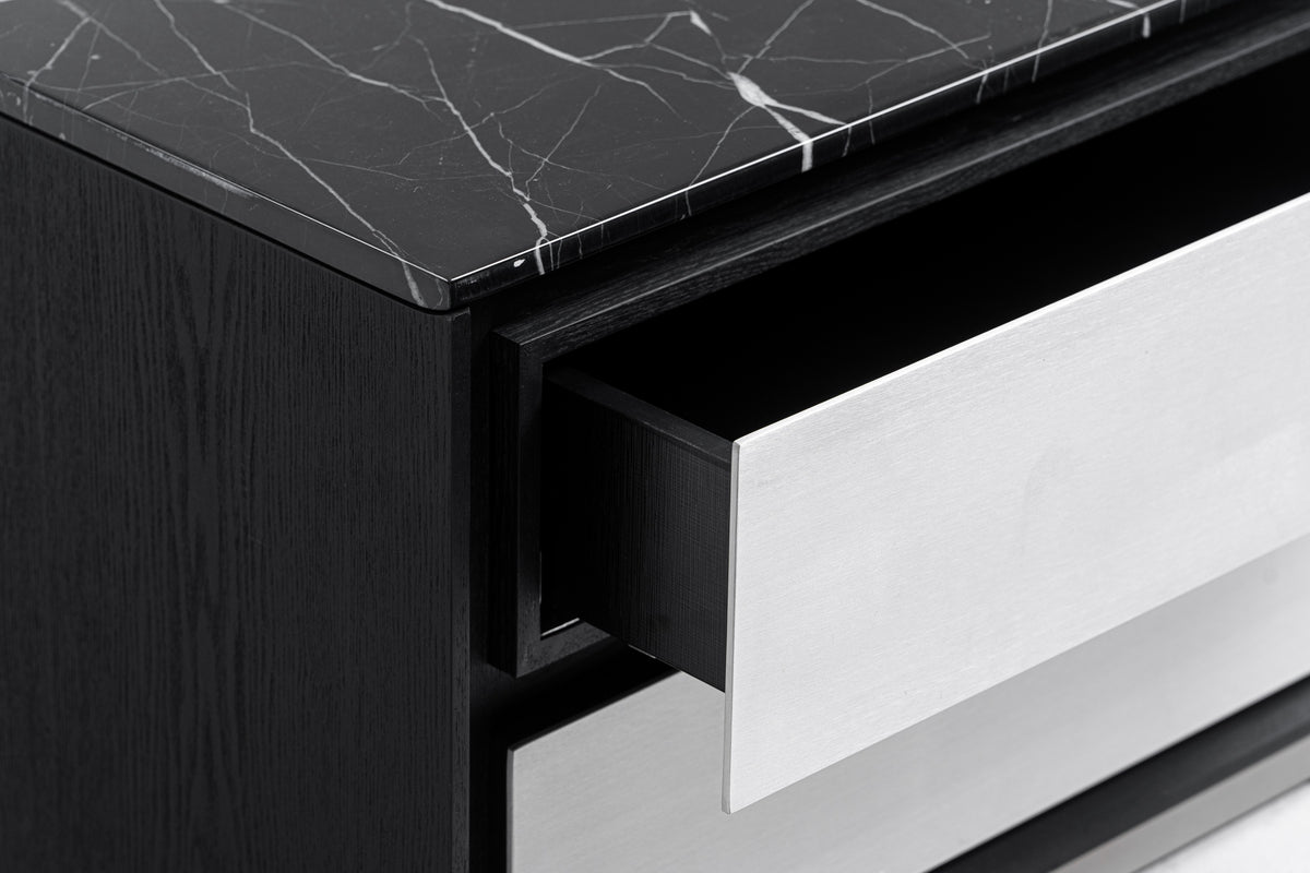 Concord - Modern Black Marble + Black Ash + Aluminum Nightstand by VIG Furniture - View 7