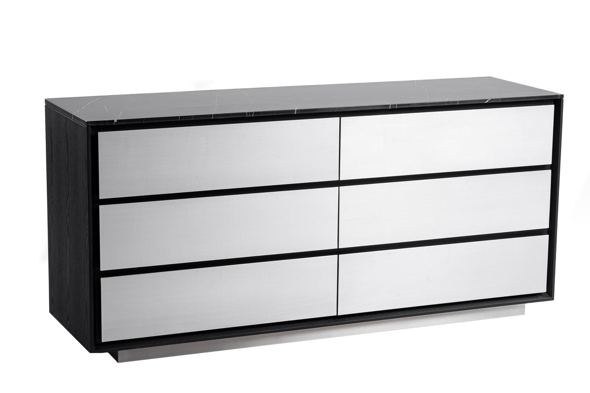 Concord - Modern Black Marble + Black Ash + Aluminum Dresser by VIG Furniture - View 2