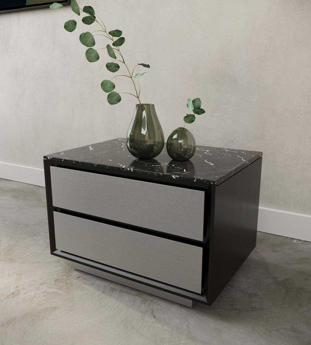 Concord - Modern Black Marble + Black Ash + Aluminum Nightstand by VIG Furniture - View 13