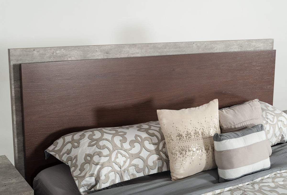 Conner Modern Dark Walnut & Faux Concrete Bed by VIG Furniture - View 4
