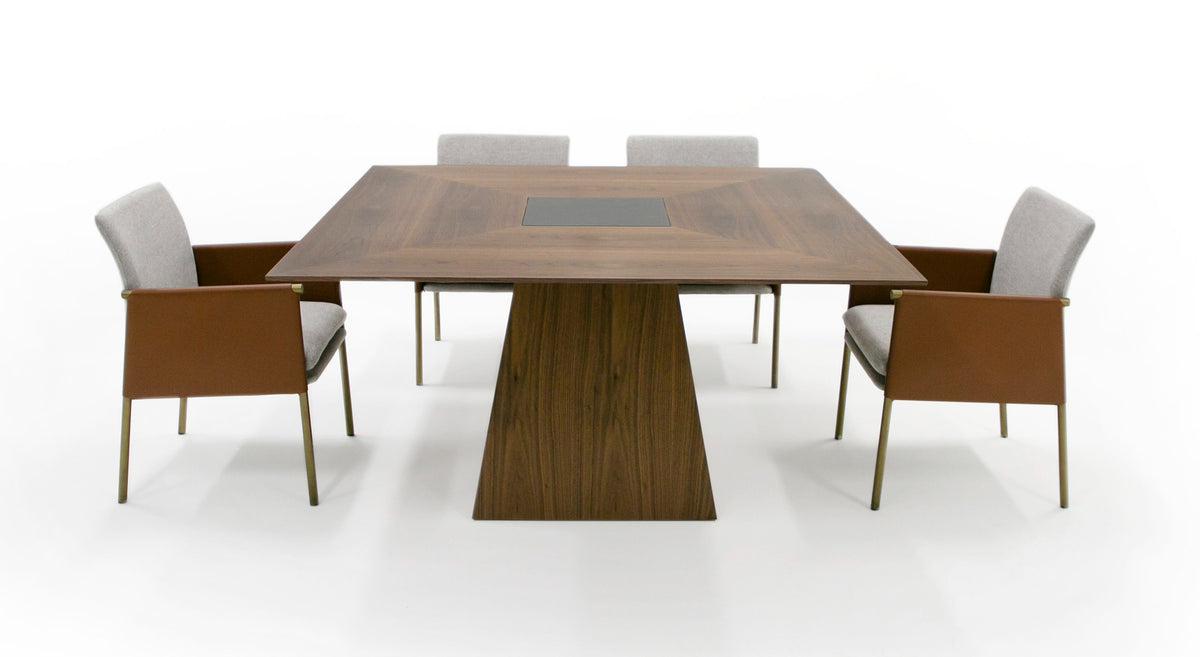 Cora- Modern Walnut and Black Tempered Glass Dining Table by VIG Furniture - View 2