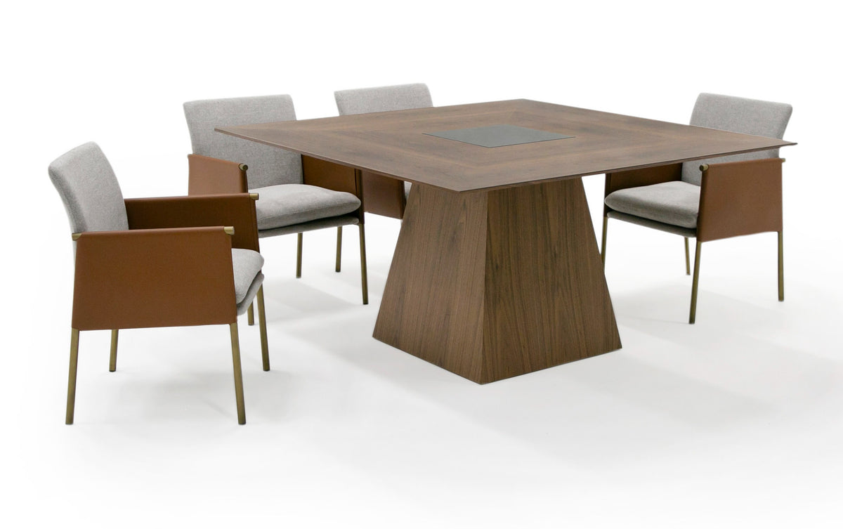 Cora- Modern Walnut and Black Tempered Glass Dining Table by VIG Furniture - View 3