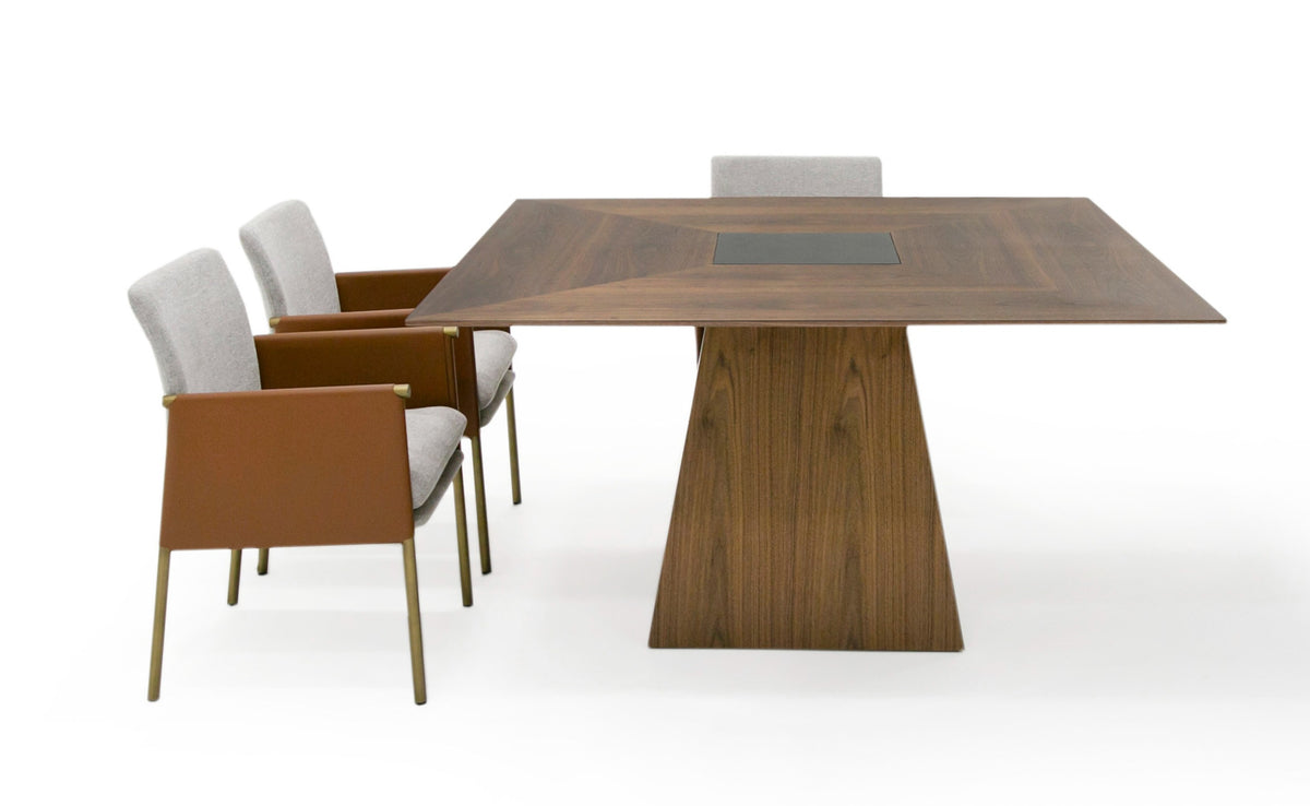 Cora- Modern Walnut and Black Tempered Glass Dining Table by VIG Furniture - View 4