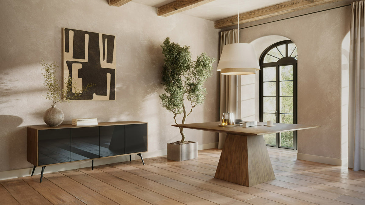 Cora- Modern Walnut and Black Tempered Glass Dining Table by VIG Furniture - View 14
