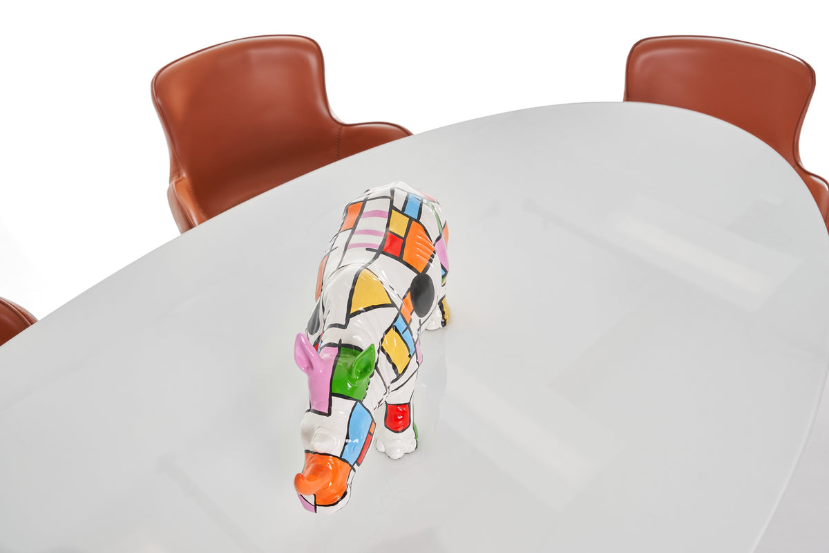 Corbett - Modern High Gloss White w/ Frosted Glass Dining Table by VIG Furniture - View 3