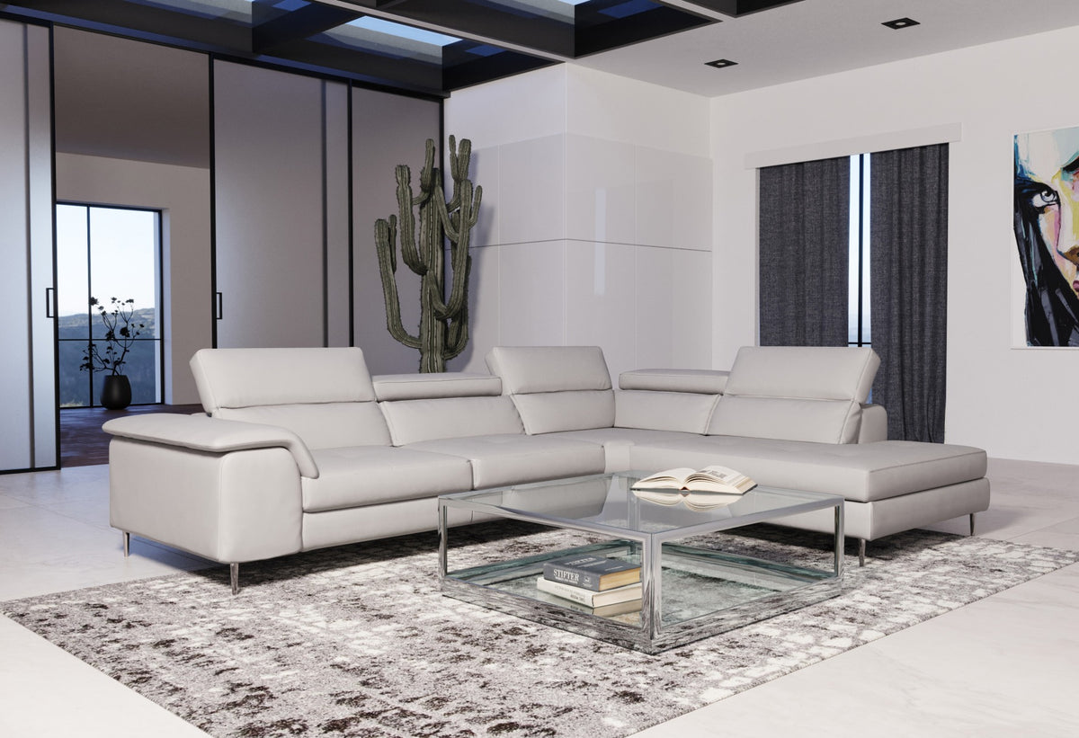 Viola - Italian Contemporary Grey Leather Right Facing Sectional Sofa by VIG Furniture - View 5