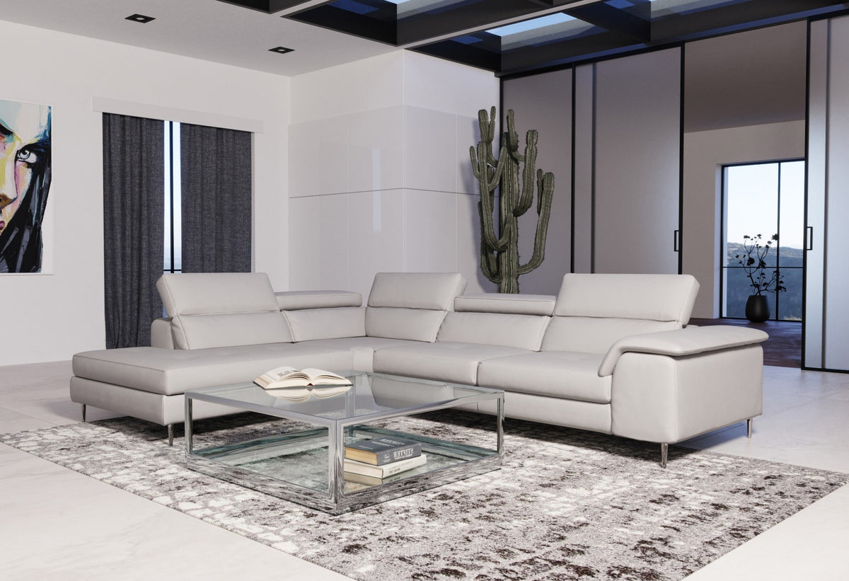 Viola - Italian Contemporary Grey Leather Left Facing Sectional Sofa by VIG Furniture - View 5