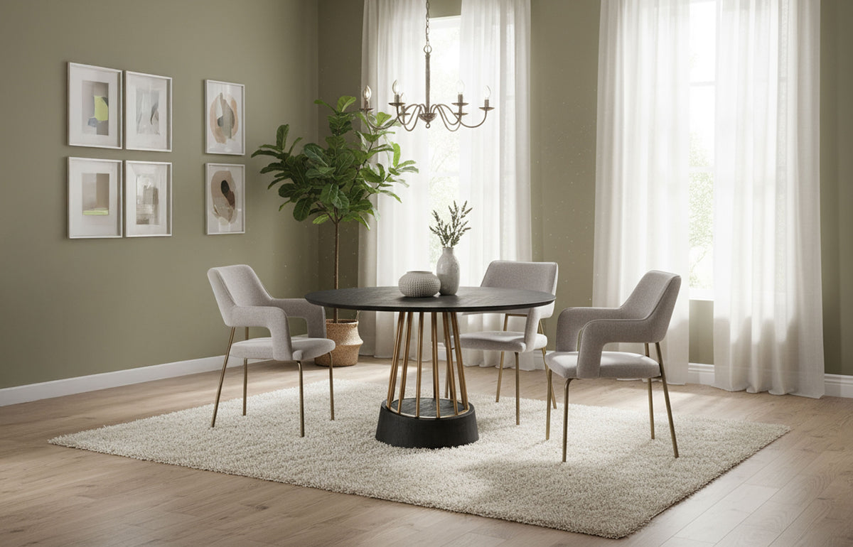 Cotopaxi - Modern Charcoal + Brass Round Dining Table by VIG Furniture - View 9